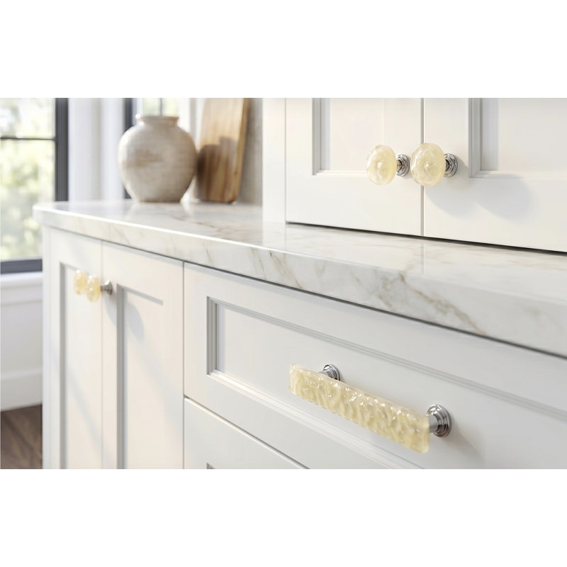 Glacier Square Knob, Oil Rubbed Bronze, Pale Yellow, Long Knob
