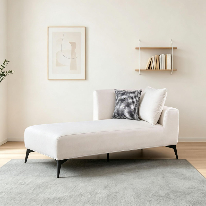Simple chaise longue de loisir d'intérieur, Right Hand Facing, Beige