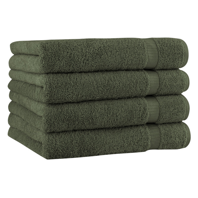 Armel Turkish Cotton Bath Towels - Quick Dry & Plush Feel, Hotel & Spa Quality, Set of 4, Green