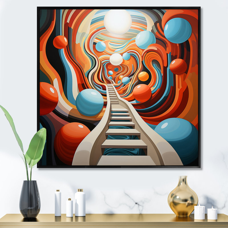 Colourful Op Art Surrealism III - Abstract Canvas Art Print, Cadre flottant noir, H 36 po x l 36 po x P 1,5 po