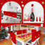 Housses de chaises de Noël - Rouge - extensible, amovible, lavable, chapeau de père Noël, protecteurs de siège de salle à manger / maison