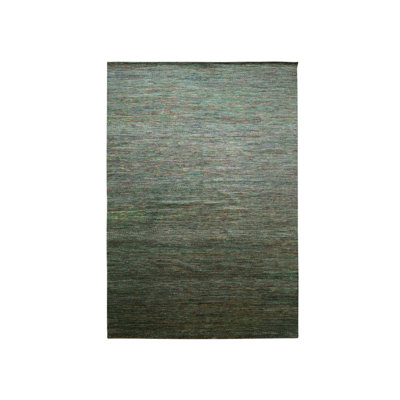 Tapis vert olive en laine et en soie noué à la main 10 pi x 14 pi 6 po F94AE34302D6410ABF44A8F4FE325E4F
