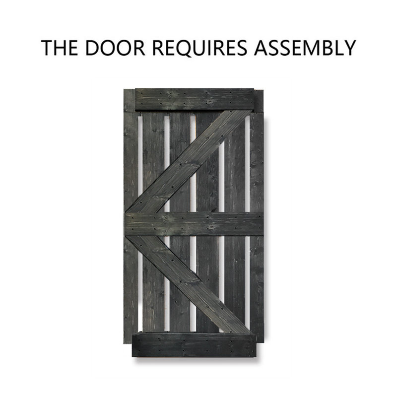 Porte de grange à panneaux en bois teinté X Series, 30 po x 84 po, Gris métallisé