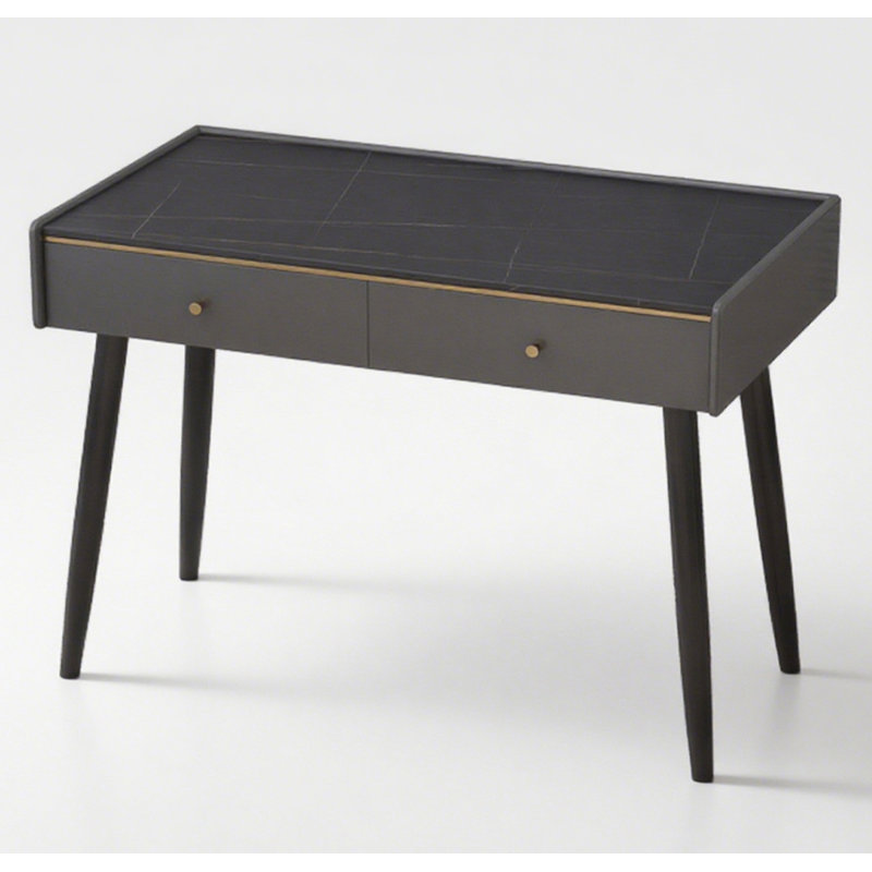 Bureau de table en pierre frittée de luxe clair avec tiroirs, H 29,53 po x l 39,37 po x P 21,65 po