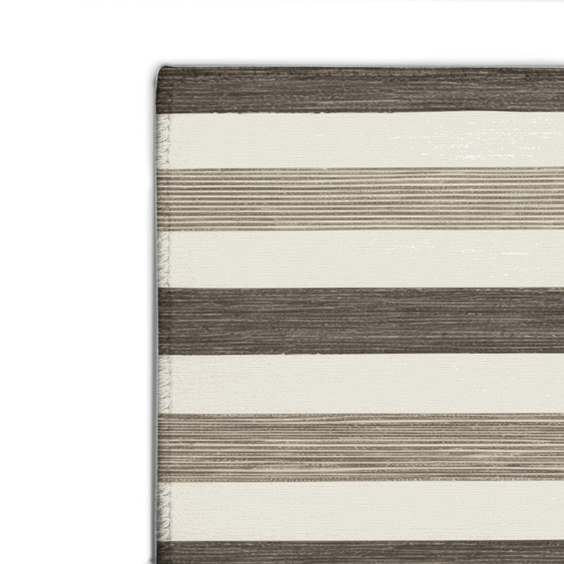 HorizontalStripes White Indoor and Outdoor Area Rug, Rectangle 2' x 3'