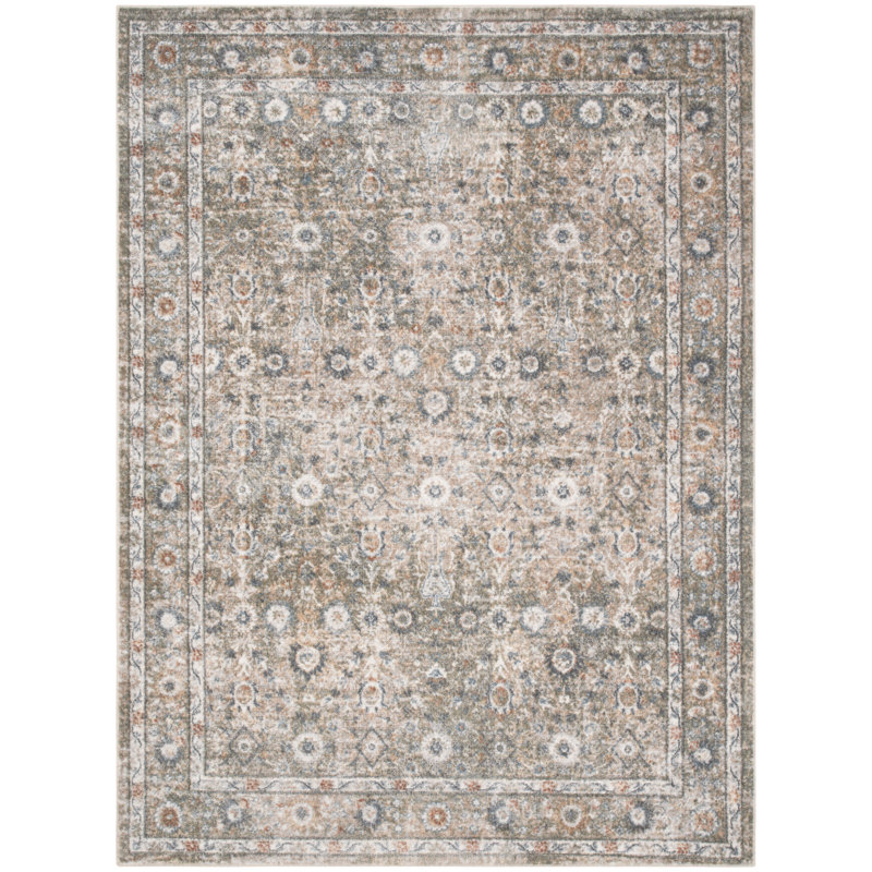 Nourison Astra Machine Washable Gold Gray Vintage Indoor Rug, Rectangle 4' x 6'