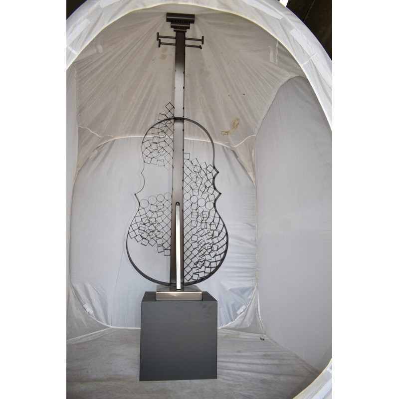 Voyd Guitar Sculpture Creative And Modern Metal Guitar on Base Art Piece Size: 21" x 18" x 71"H