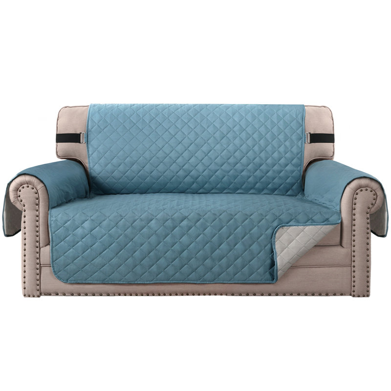 Housse pour fauteuil à coussins carrés/rectangulaires, 100 % polyester gris-bleu, H 75 po x l 46 po x P 22 po