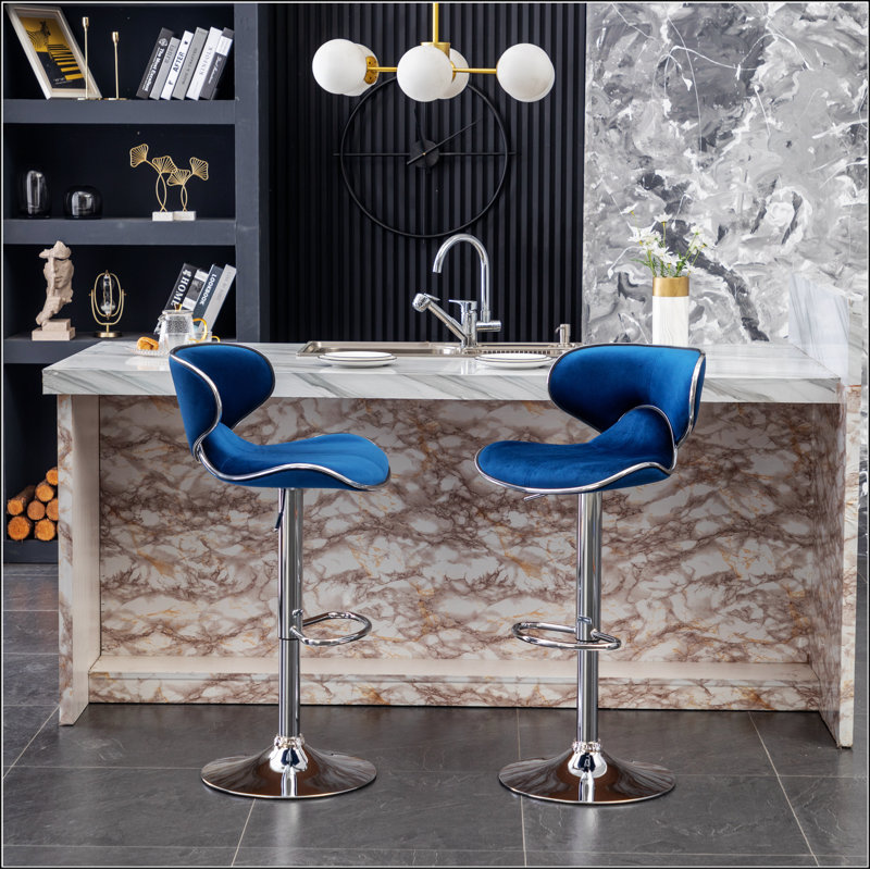 Tabouret de bar pivotant rembourré en velours Masaccio, ensemble de 2