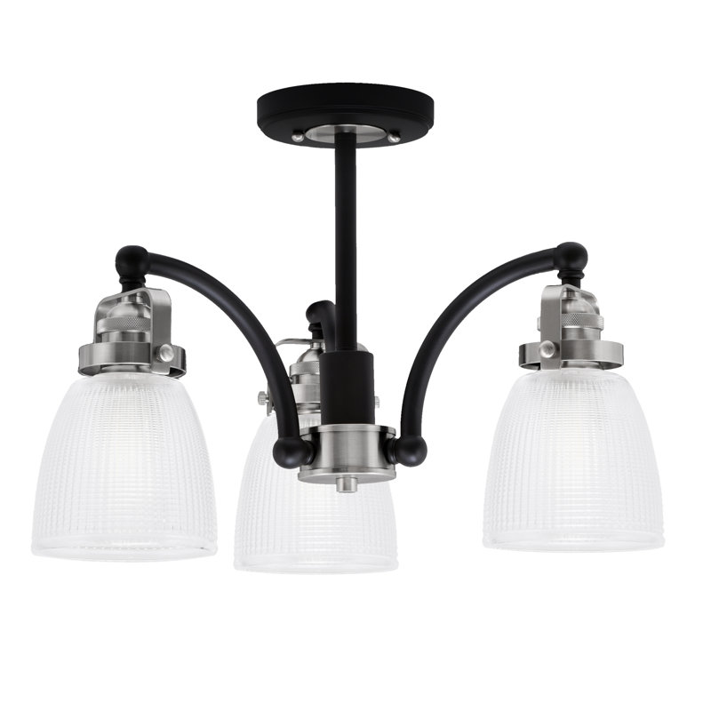 Plafonnier semi-encastré 3 lumières Easton, Noir mat/nickel brossé