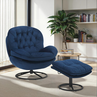Azura Swivel Accent Chair with Footstool