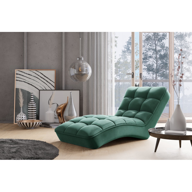 Elle-May Upholstered Chaise Lounge, Green