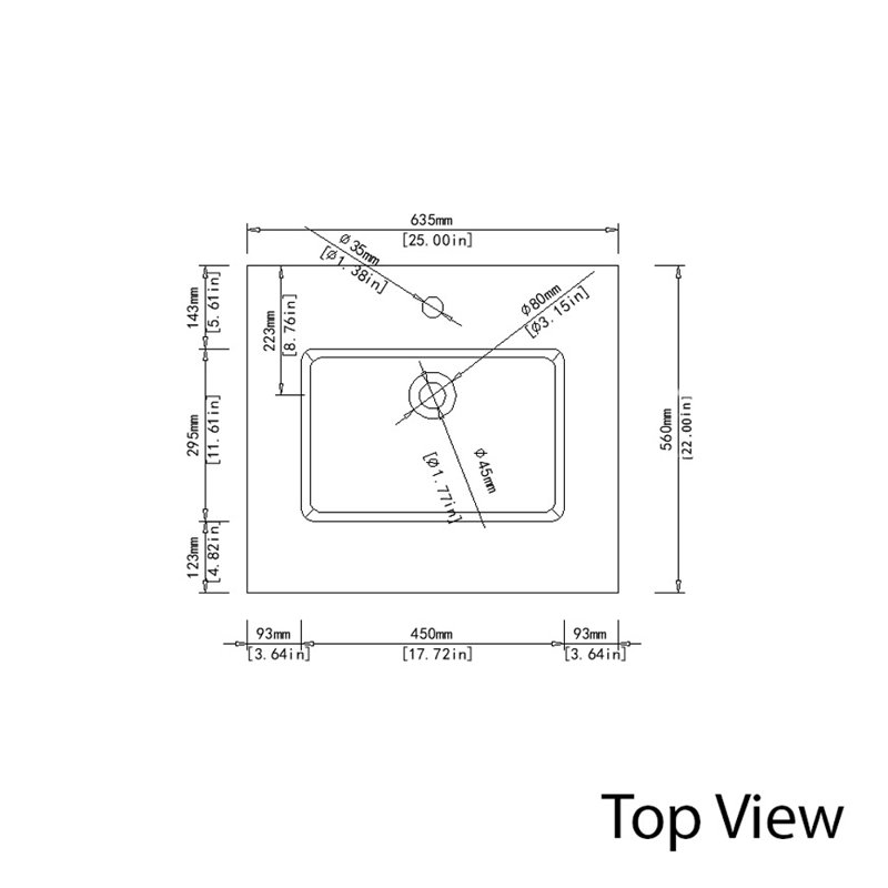 25'' Single Bathroom Vanity Top with Sink