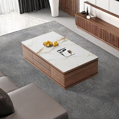 Travertine Coffee Table with Elegant Design by Creature B Comforts