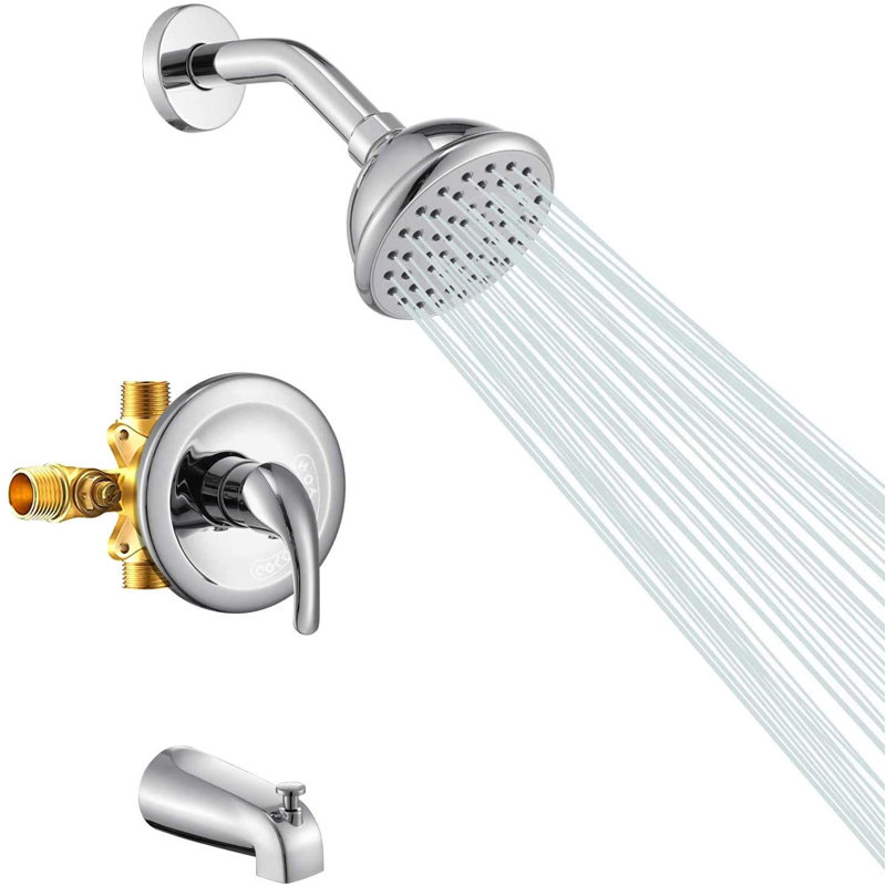 Robinet de baignoire et de douche avec valve brute, Chrome