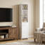 Grande armoire de rangement autoportante robuste avec de grandes tablettes de rangement ouvertes et un tiroir coulissant pour la salle de bain