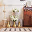 Ensemble de 3 vases de sol découpés à motif floral blanc et or, ensemble de grands vases décoratifs