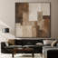 Impression sur tissu grand format - Motif géométrique abstrait neutre brun et beige pour salon ou chambre - « Assemblage du cadre requis (cadre non fini) »-135869465