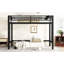 Lit mezzanine simple en métal noir avec support stable, double échelle latérale et style élégant et élégant dans un dortoir
