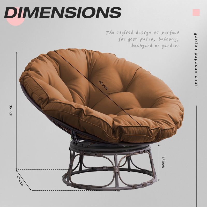 Chaise de patio avec coussins Papasan