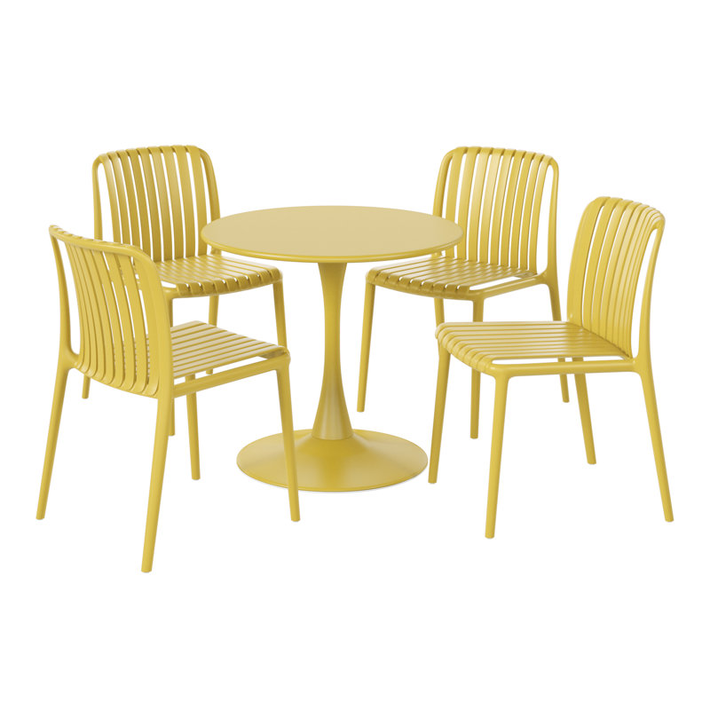 Ensemble repas extérieur pour 4 personnes, H 29 po x l 31,5 po x P 31,5 po, Jaune, 4