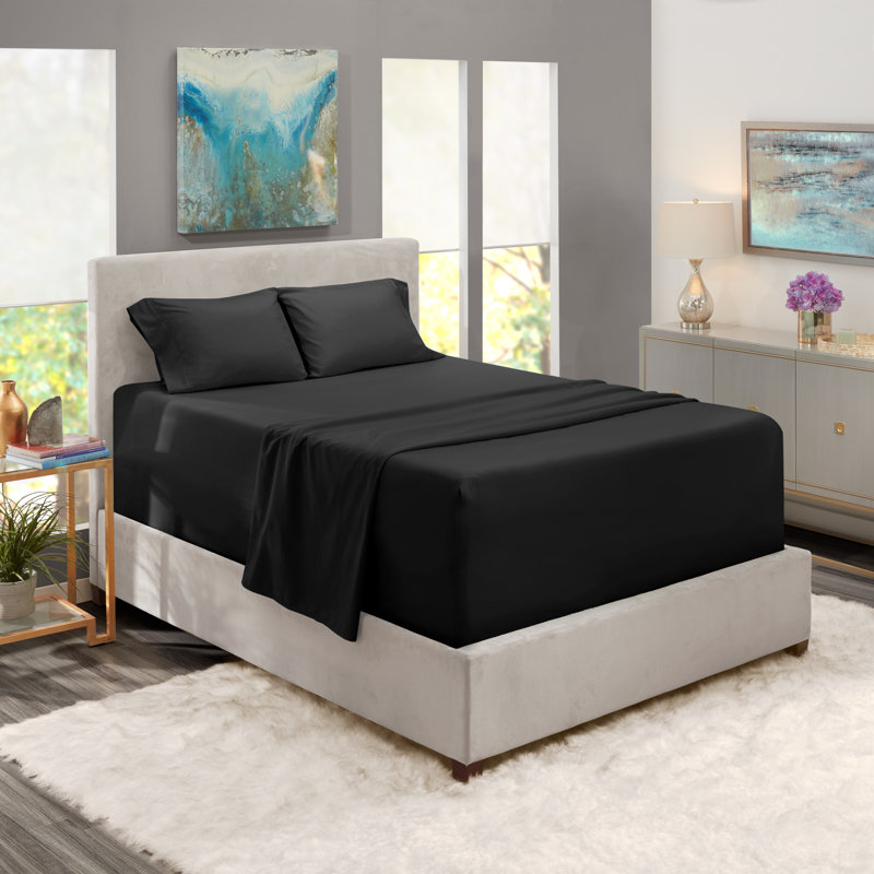 Twin Black Organic Microfiber Deep Pocket Sheet Set