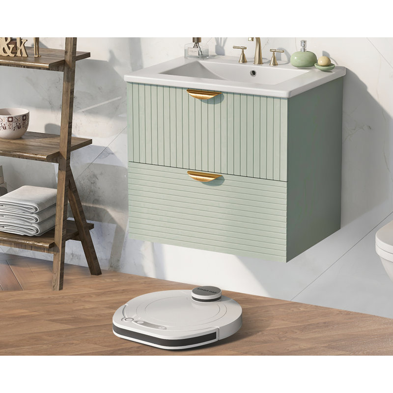 Meuble-lavabo mural simple flottant 24 po avec comptoir en céramique 24 po