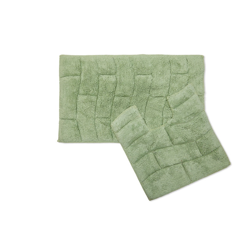 Bombay Cotton Non-Slip Bath Rug Set, Sage Green