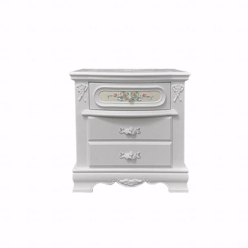Table de chevet 2 tiroirs avec motifs floraux