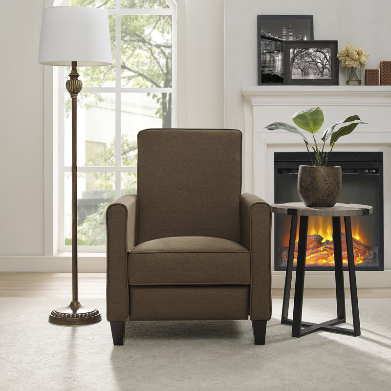 Tashira Home Theater Recliner, Upholstered armchair, Small Recliners for Small Spaces, Push Back Recliner, Chocolate Linen