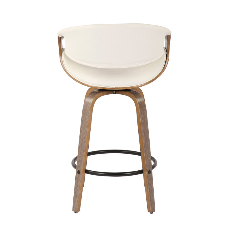 Contemporary Counter Stool, Brun / Argenté, Beige
