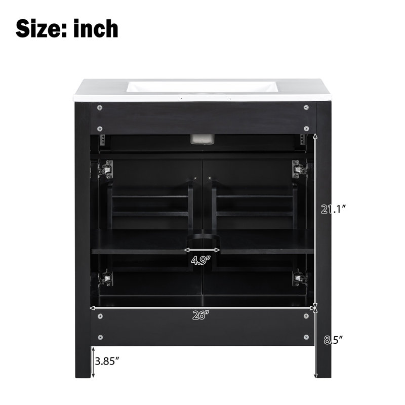 30" Bathroom Vanity with Ceramic Sink, Black