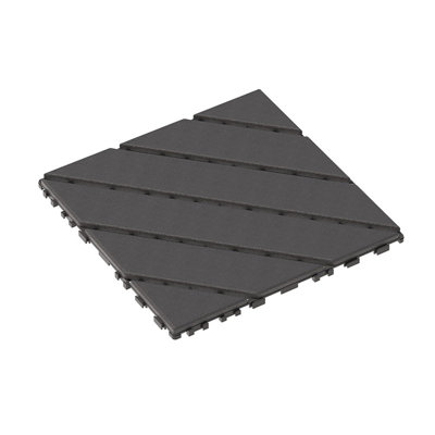 Paquet de 44 tuiles de terrasse en plastique imperméables emboîtables gris foncé de 12 pouces pour patio