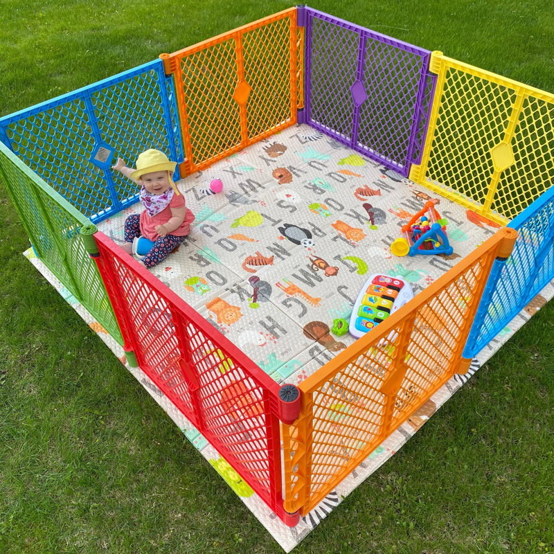 Multicolor Portable 8-Panel Baby Playpen Gate