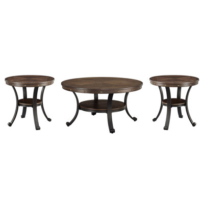 Roni 3 - Piece Solid Wood Top Living Room Table Set