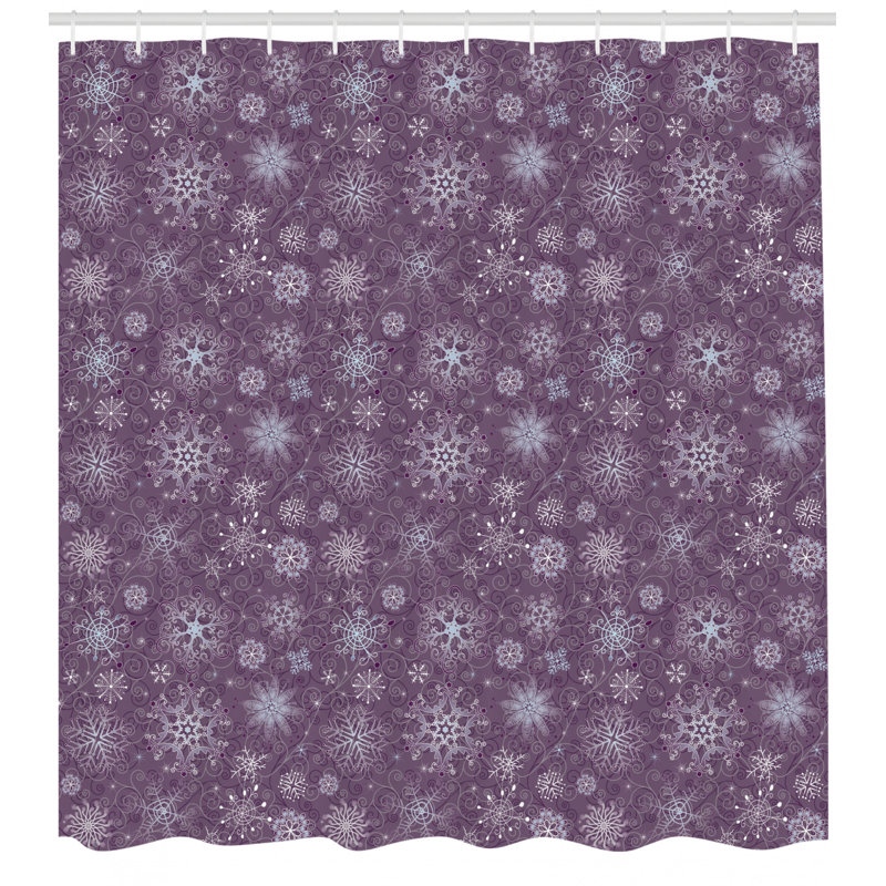 Ensemble de rideau de douche flocon de neige et crochets, H 69 po x l 105 po
