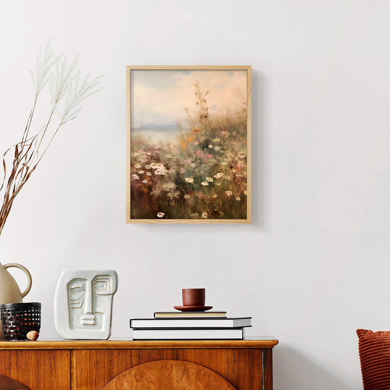 Motif floral rétro - coin fermé, Naturel, H 14 po x l 11 po