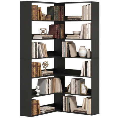 HOMCOM Corner Bookshelf, L-Shaped, Wood Effect