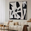 Très grand art mural imprimé sur toile - découpe noire abstraite, collage audacieux, illustration, décoration pour le salon ou la chambre à coucher