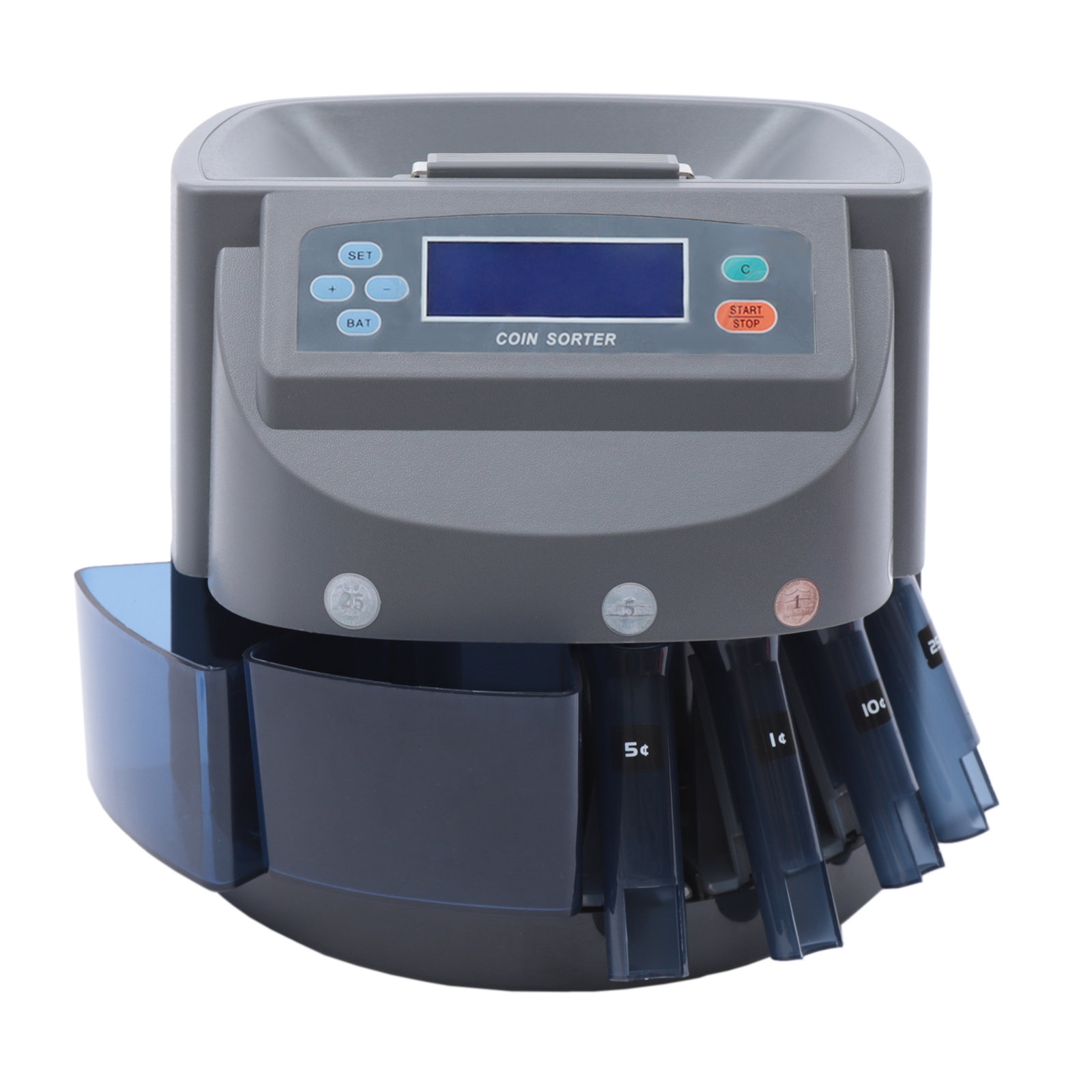 YaoTown Coin Counter Machine with Coin Bins and Tubes, 500 Capacity