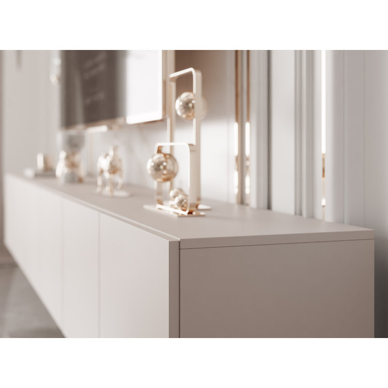 Takella TV Stand for TVs up to 85", 36cm H x 300cm L x 40cm W, Cream