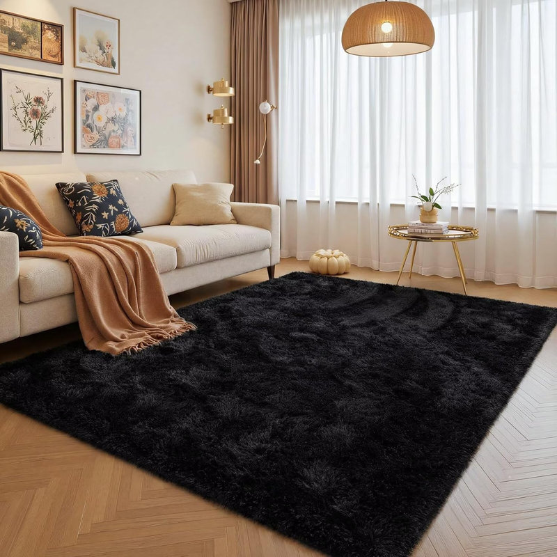 Phyllida Solid Colour Shag Area Rug, Rectangle 183 x 275 cm 