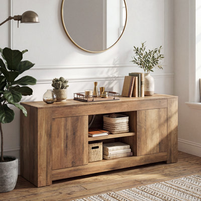 Tv Stand For Tvs Up To 65" With Storage Cabinets, Farmhouse Entertainment Center