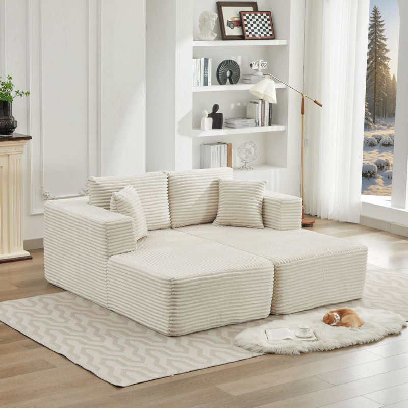 Canapé modulaire en velours côtelé 106 "Boneless, Velours côtelé beige