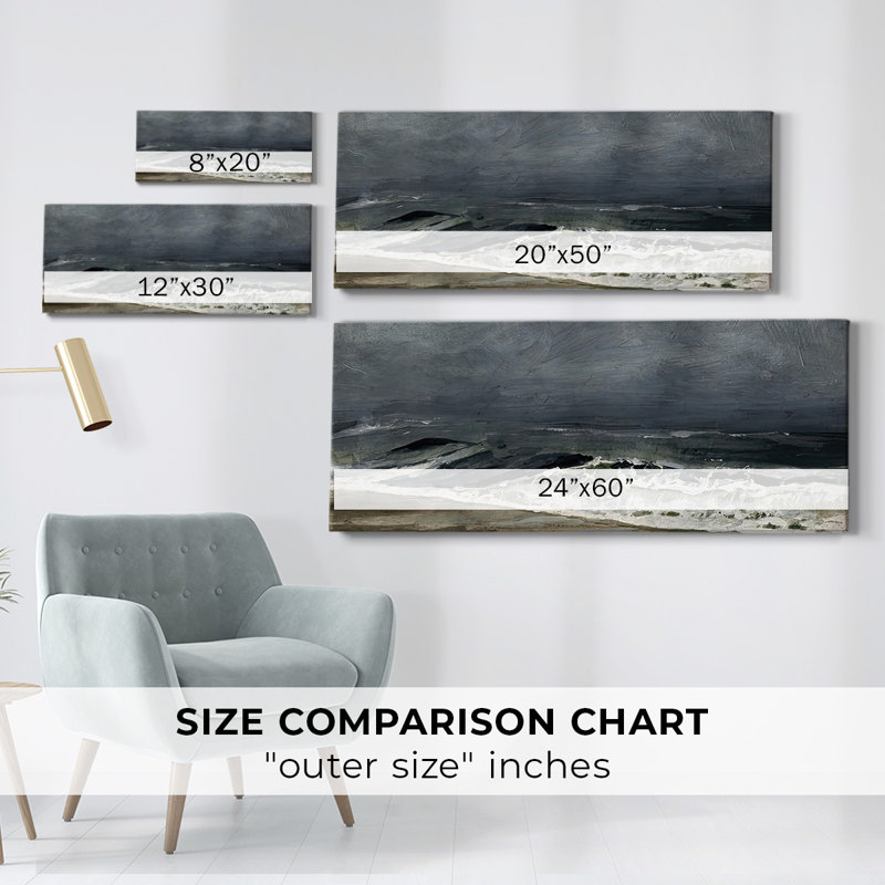«Moody Sea I», reproduction sur toile, H 12 po x l 30 po x P 1,5 po