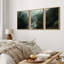 "Misty Forest Landscape", "Hazy Moody Dark Green River Nature", Tranquil Panoramic Modern Rustic Woodland Wall Art-119385153-91258537