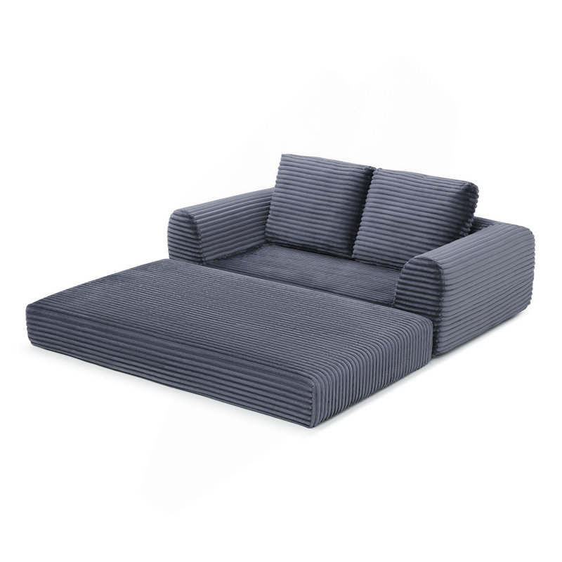 Canapé-lit pliant convertible 2-en-1, canapé-lit en velours côtelé moderne avec 2 * coussins, causeuse modulaire rembourrée et désossée avec lit escamotable, canapé-lit modulaire pliant pour le salon