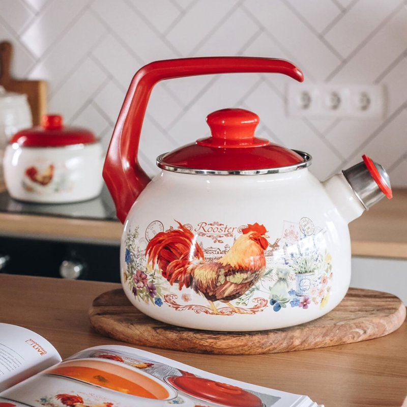 Bouilloire à sifflet en émail doré Golden Coq - 2,5 L (2,64 pte)