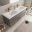 Meuble-lavabo mural 60 po avec lavabo double, meuble de rangement flottant pour salle de bain avec comptoir en résine de pierre et tiroirs à fermeture en douceur, gris cendré