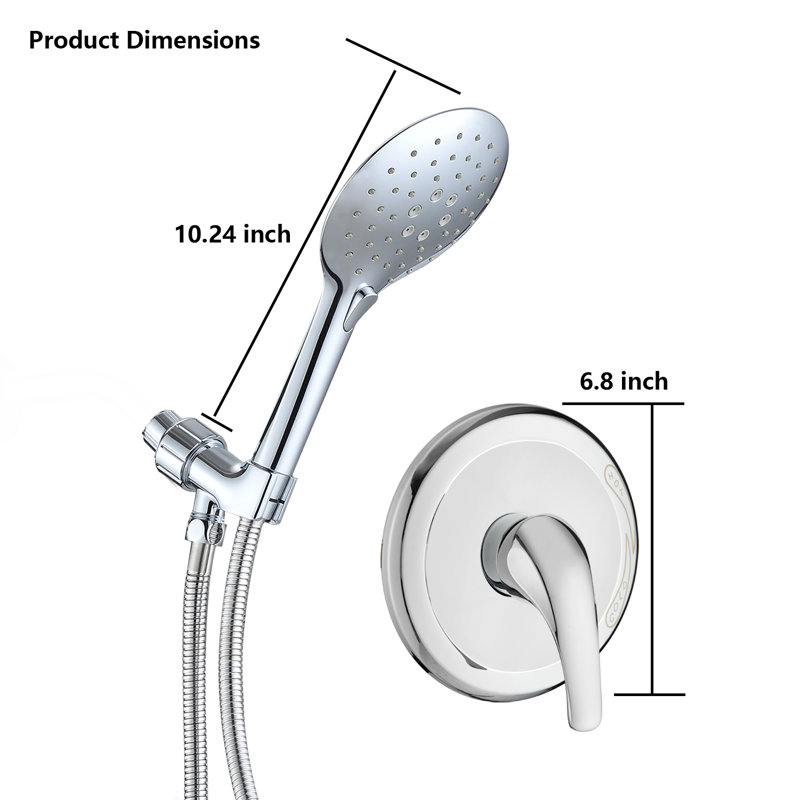 Pomme de douche à main avec valve brute et tuyau